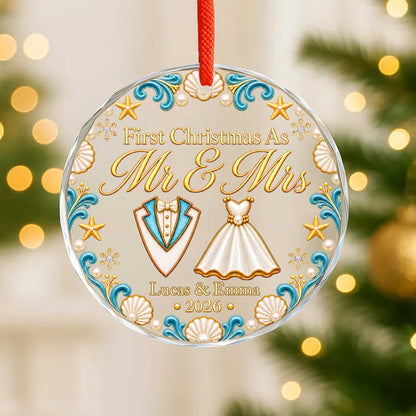 Pearl & Seashell Wedding - Glass Ornament