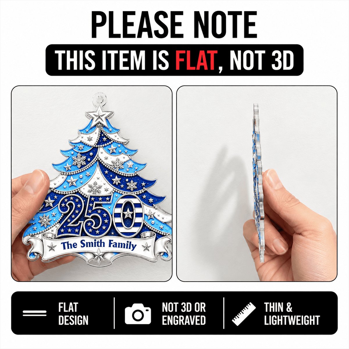 America 250th Anniversary Xmas Tree Acrylic Ornament