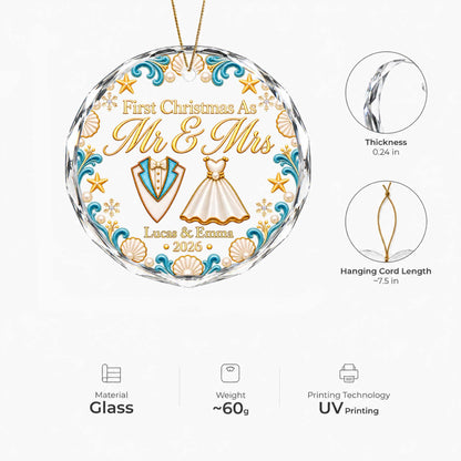 Pearl & Seashell Wedding - Glass Ornament