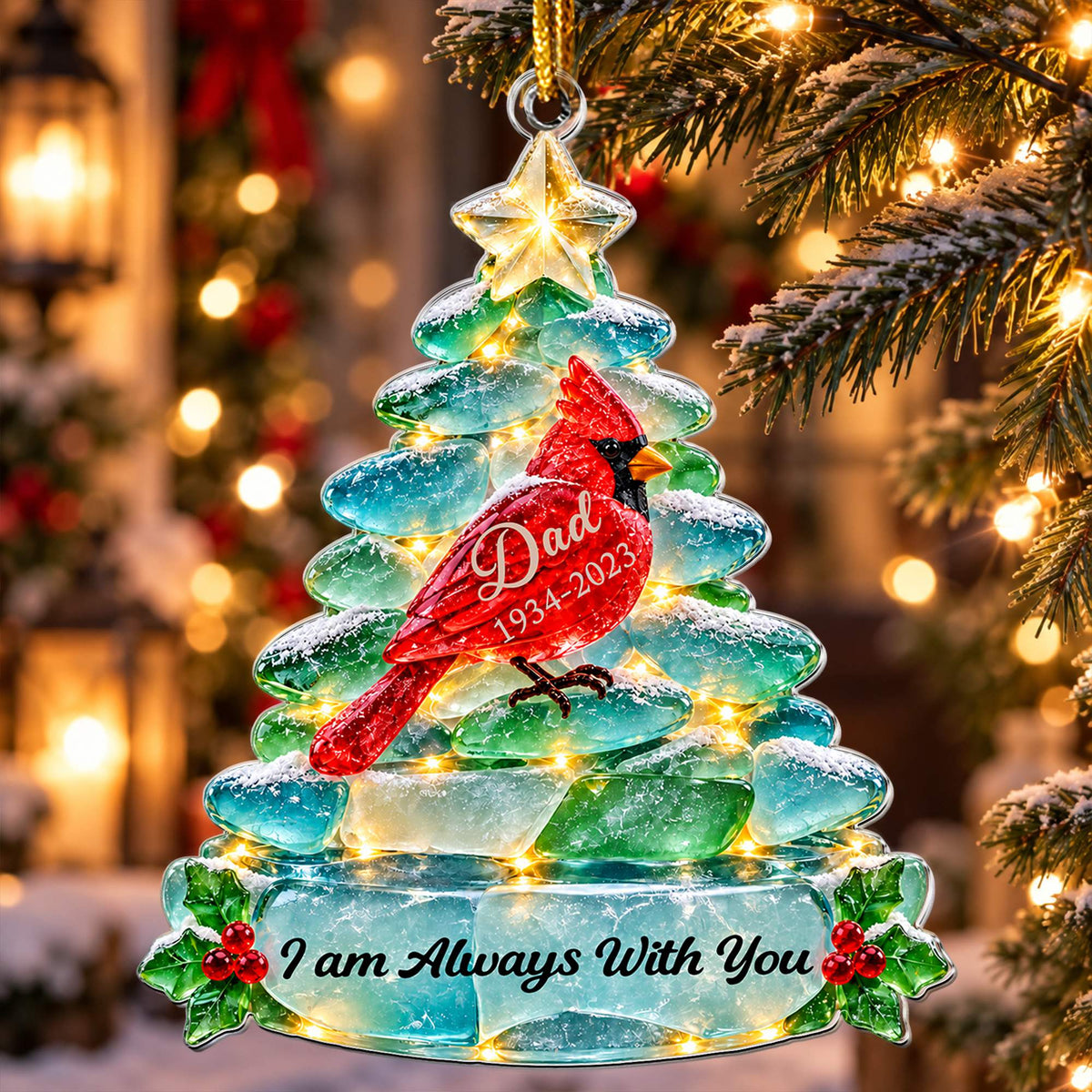 Christmas In Heaven Sea Glass - Personalized Acrylic Ornament.