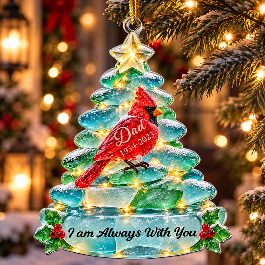 Christmas In Heaven Sea Glass - Personalized Acrylic Ornament.