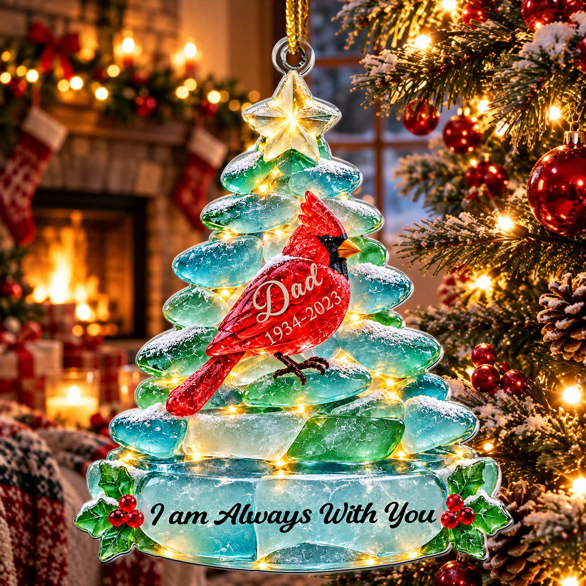 Christmas In Heaven Sea Glass - Personalized Acrylic Ornament.