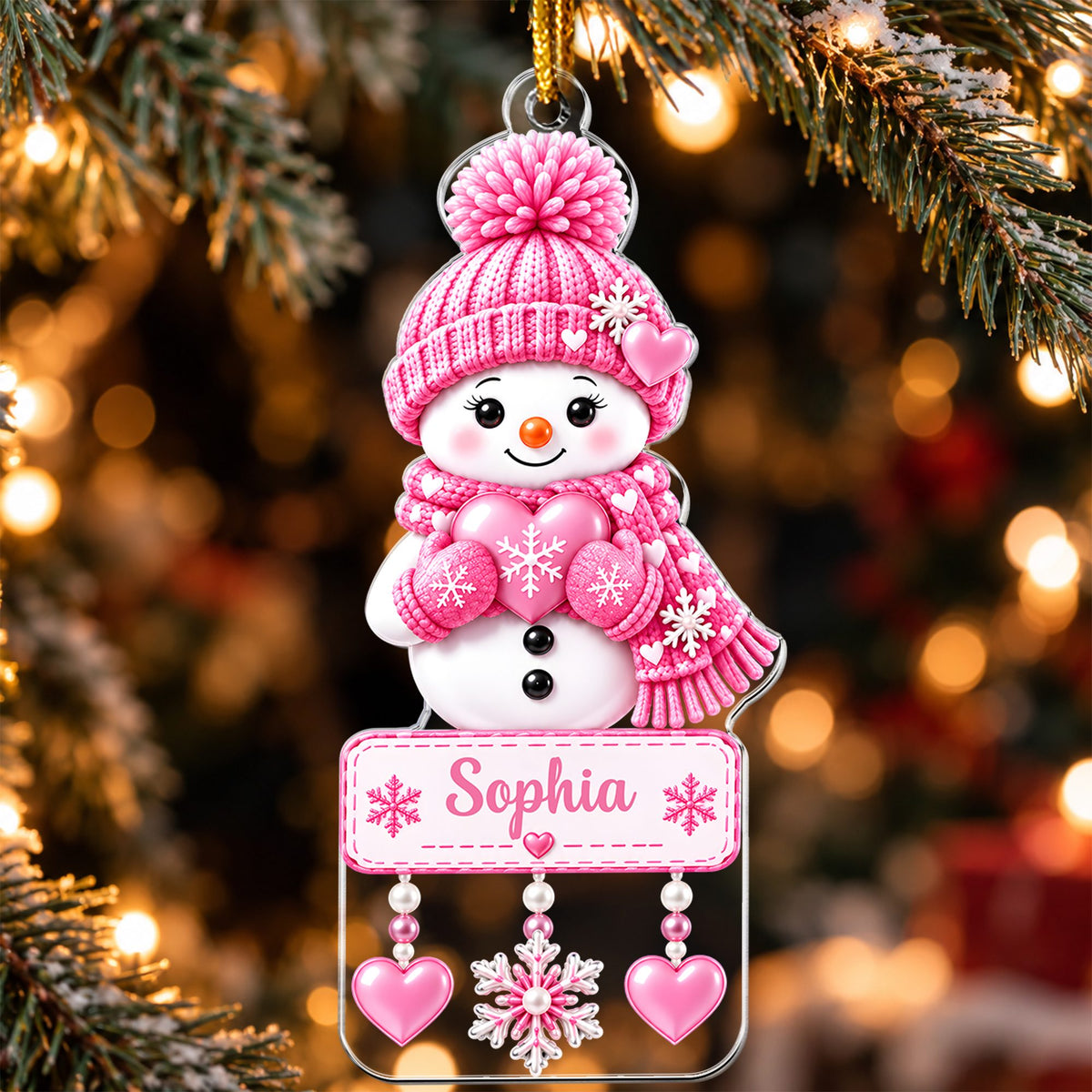 Cute Snowman - Personalized Acrylic Ornament
