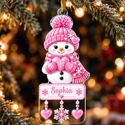 Cute Snowman - Personalized Acrylic Ornament