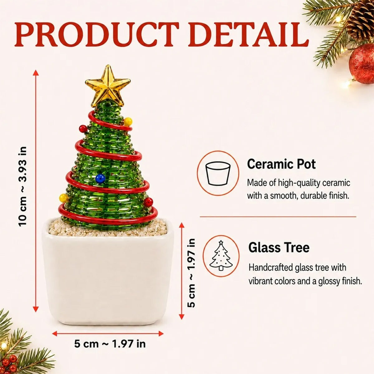 Mini Glass Christmas Tree – Festive Tabletop Decoration