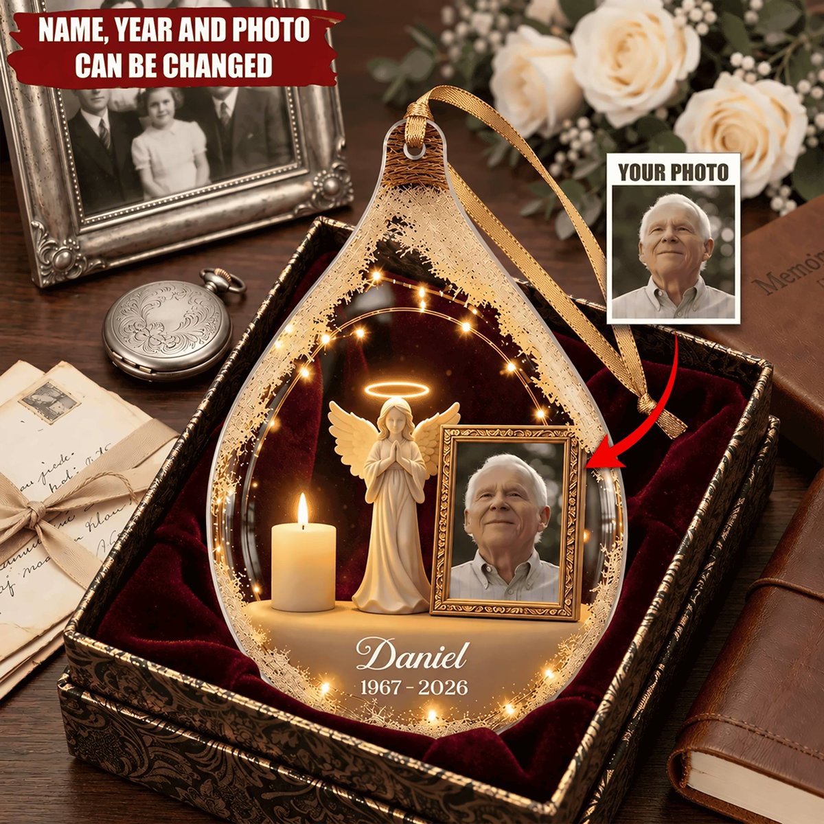 Guardian Angel Photo Memorial - Personalized Acrylic Ornament