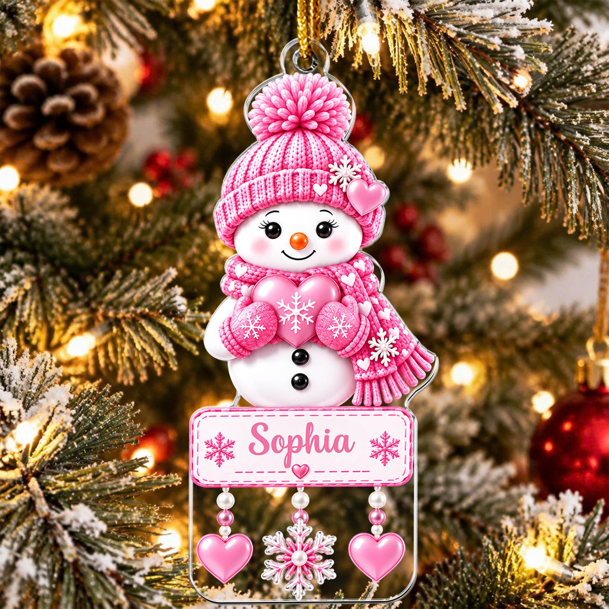 Cute Snowman - Personalized Acrylic Ornament