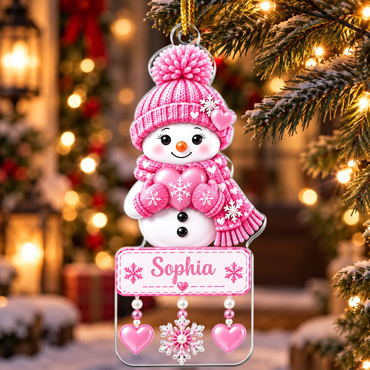 Cute Snowman - Personalized Acrylic Ornament