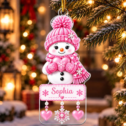 Cute Snowman - Personalized Acrylic Ornament