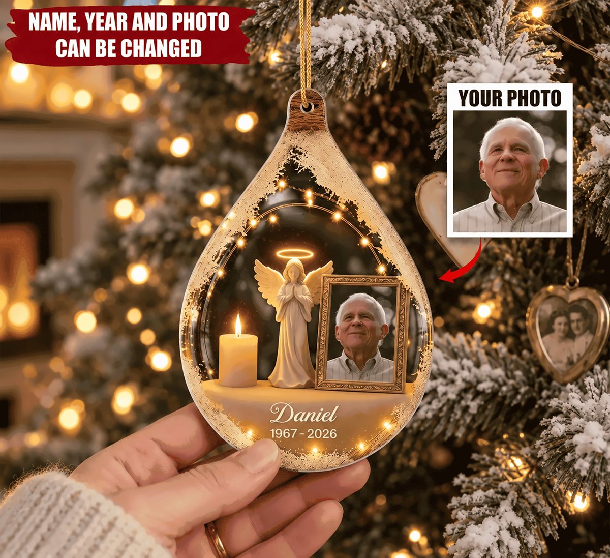 Guardian Angel Photo Memorial - Personalized Acrylic Ornament