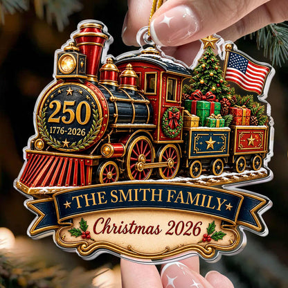 America 250th Anniversary Personalized Train Acrylic Ornament
