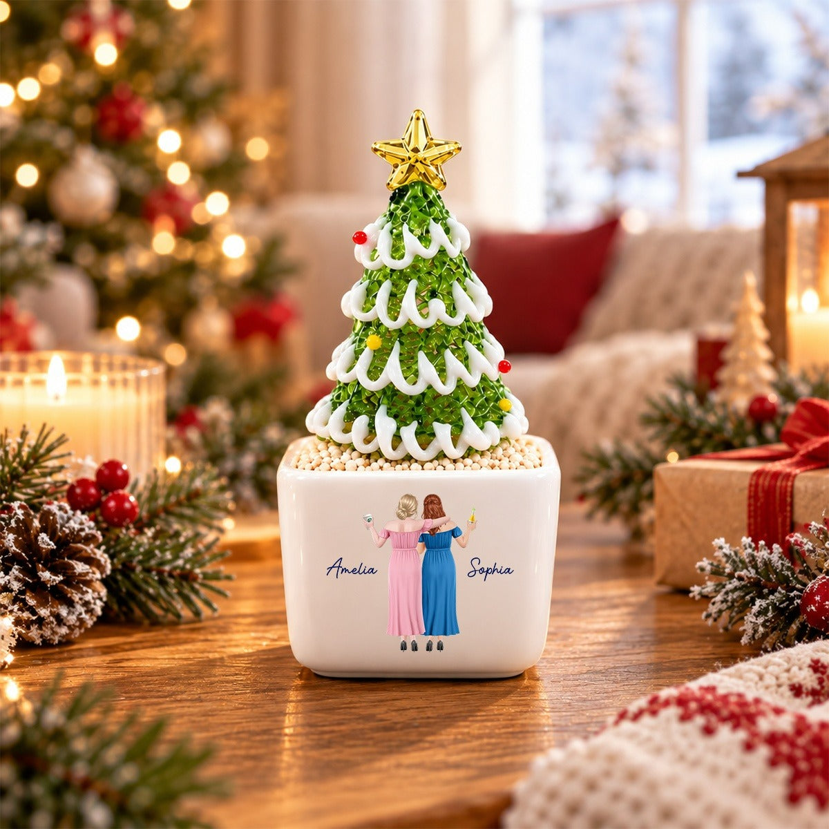 Mini Glass Christmas Tree – Festive Tabletop Decoration