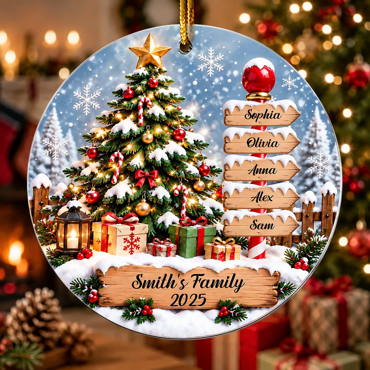 Happy Family Custom Name Acrylic ornament