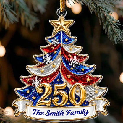 America 250th Anniversary Freedom Xmas Tree Acrylic Ornament