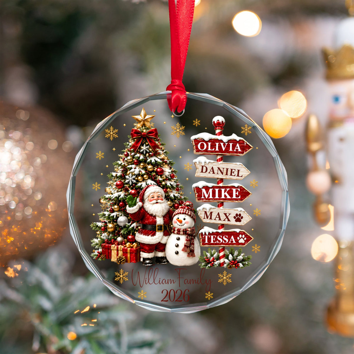 Personalized Christmas Tree Glass Ornament