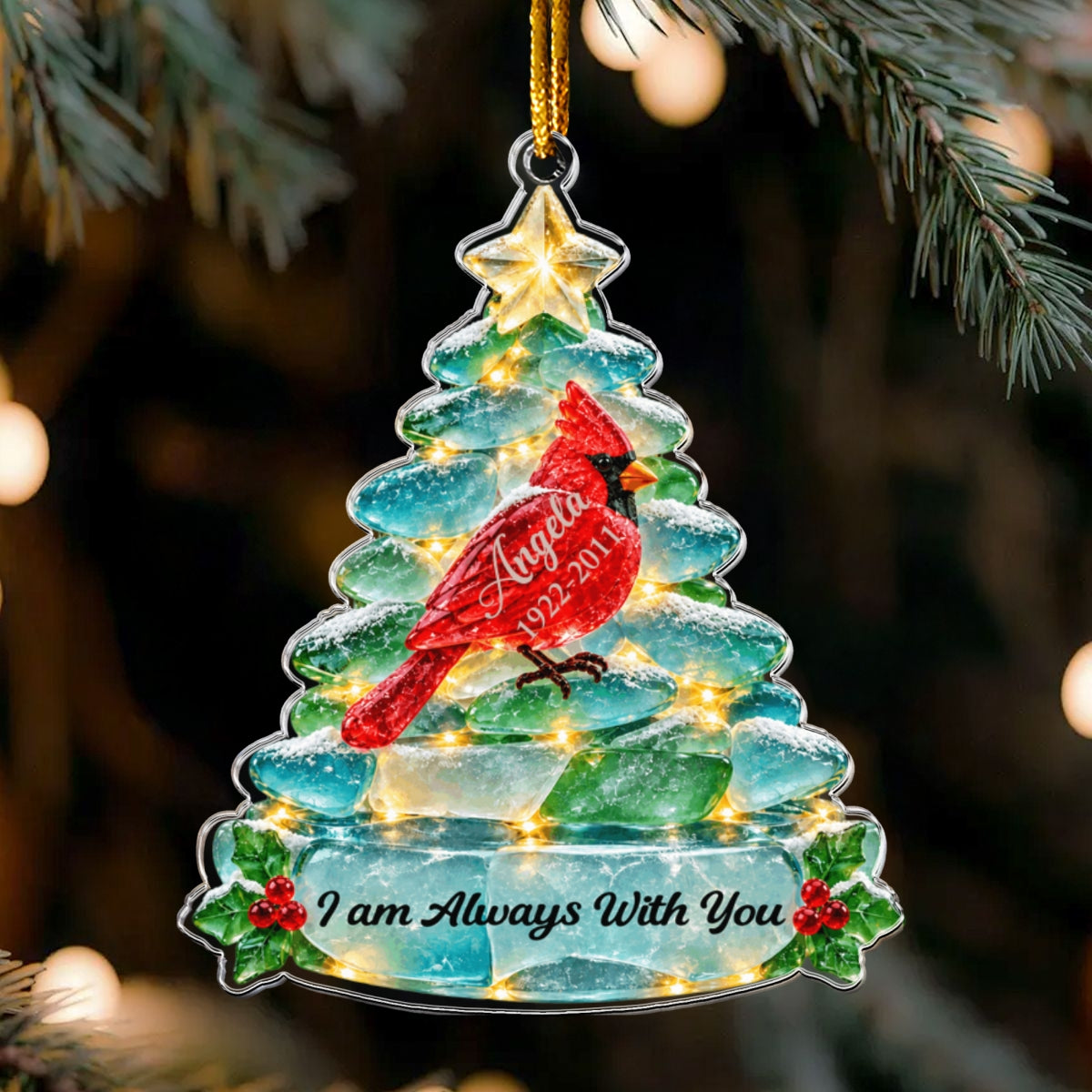 Christmas In Heaven Sea Glass - Personalized Acrylic Ornament.