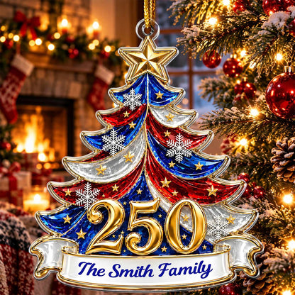 America 250th Anniversary Freedom Xmas Tree Acrylic Ornament
