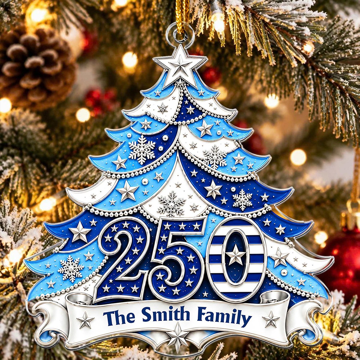 America 250th Anniversary Xmas Tree Acrylic Ornament