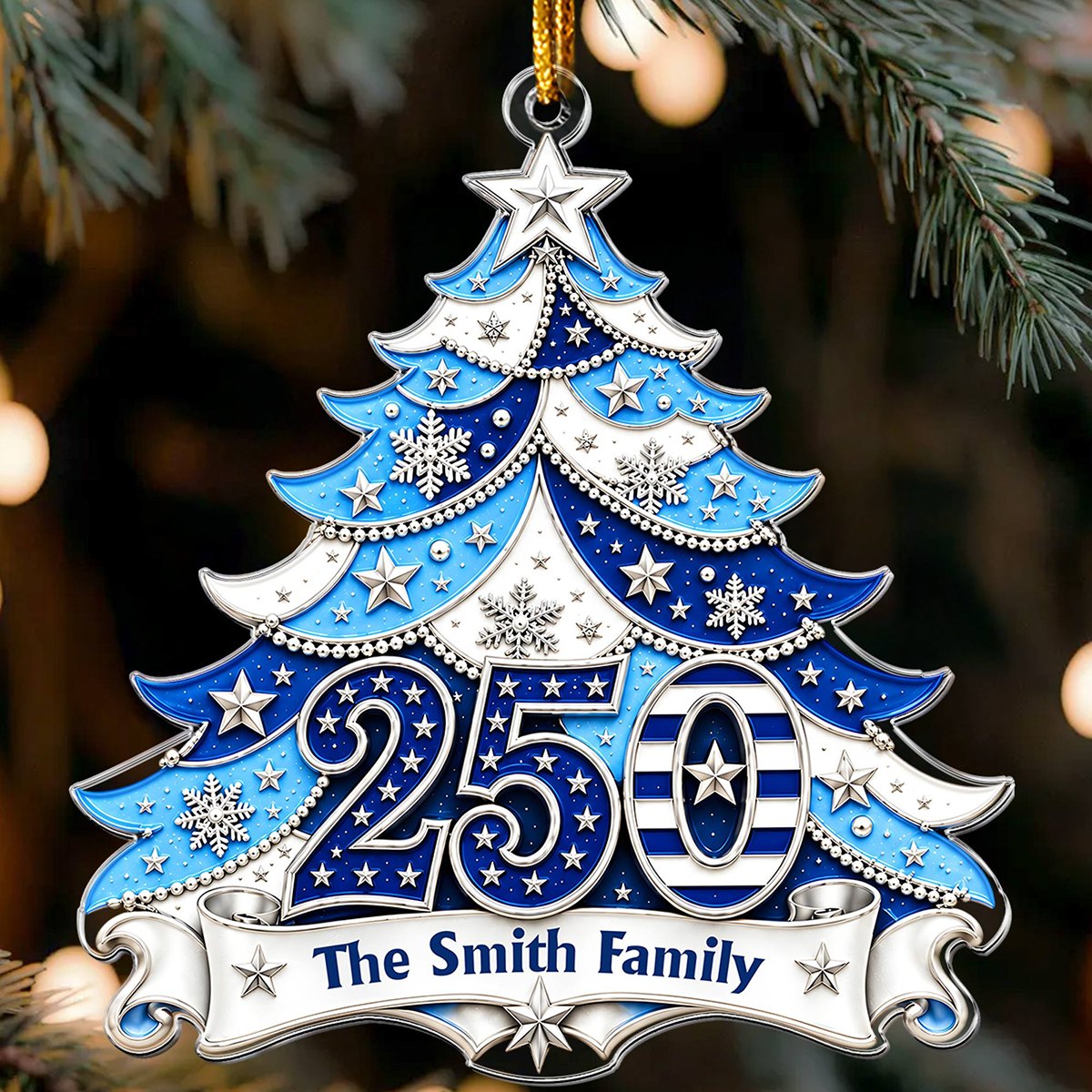 America 250th Anniversary Xmas Tree Acrylic Ornament
