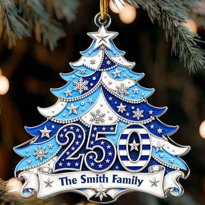 America 250th Anniversary Xmas Tree Acrylic Ornament