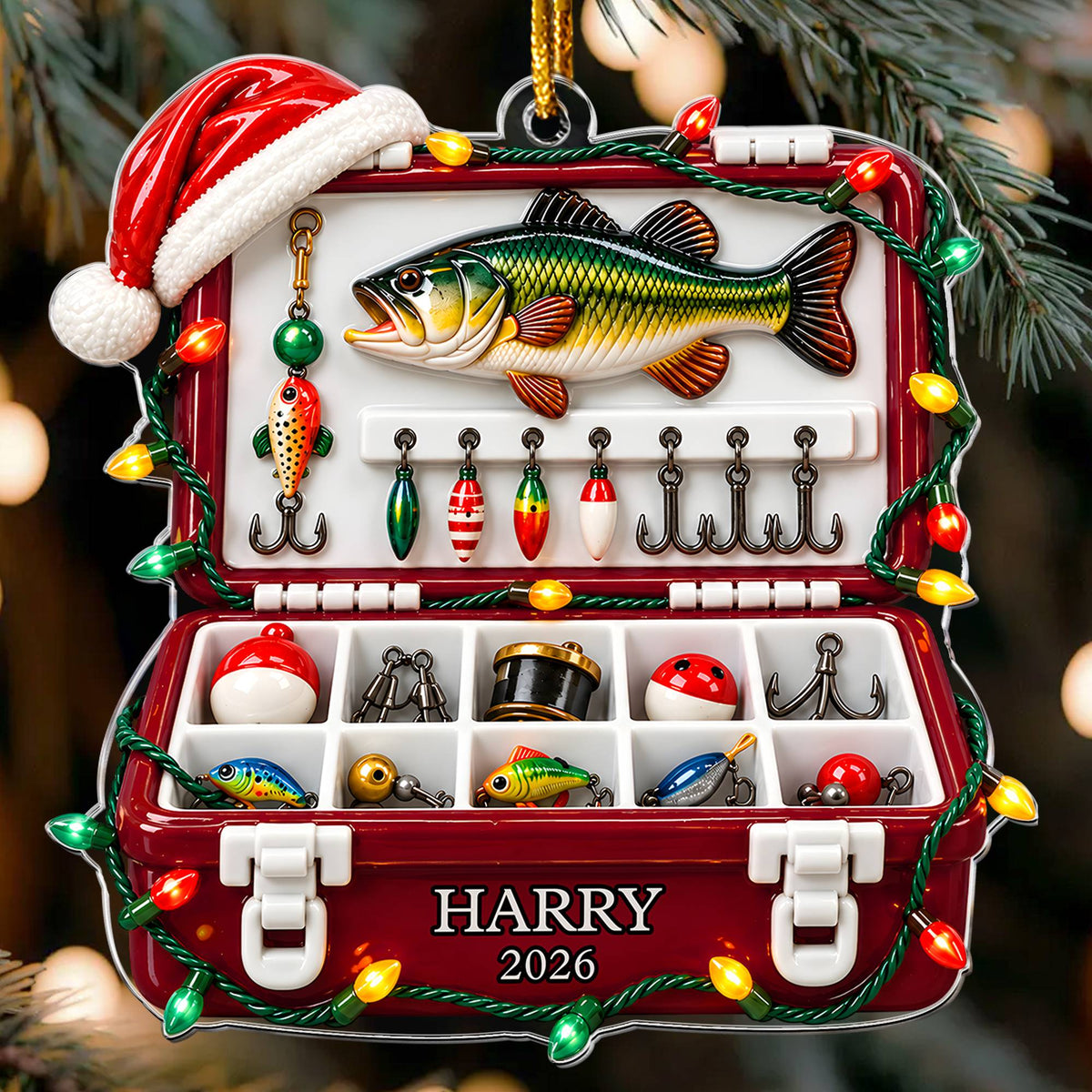 Fishing Tackle Box - Personalized Acrylic Ornament