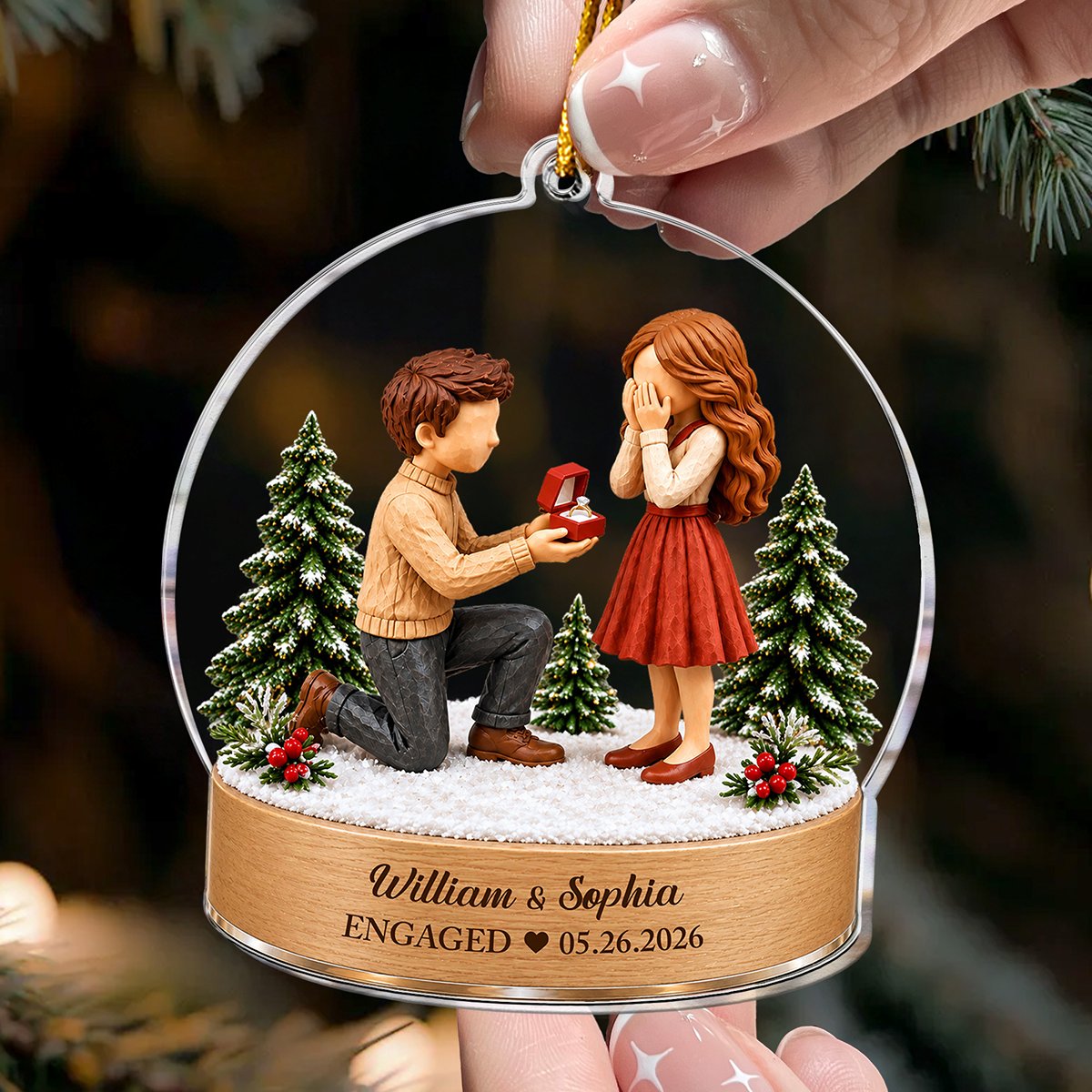 Personalized Proposal Engagement Acrylic Ornament