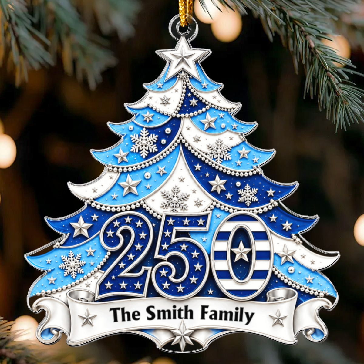 America 250th Anniversary Xmas Tree Acrylic Ornament