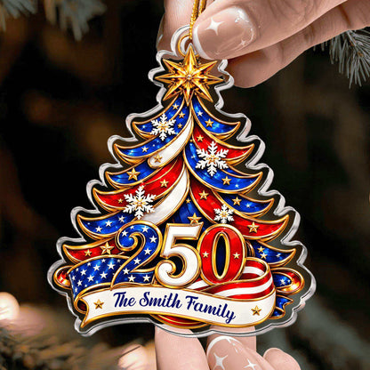 America 250th Anniversary Xmas Tree Shape Acrylic Ornament
