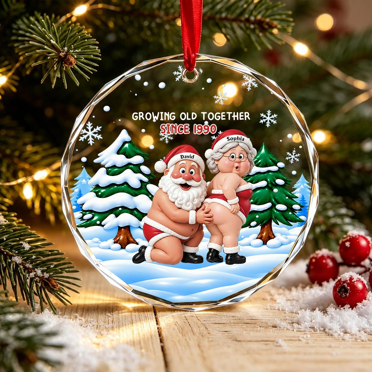 Growing Old Staying Naughty - Personalized Acrylic Ornament