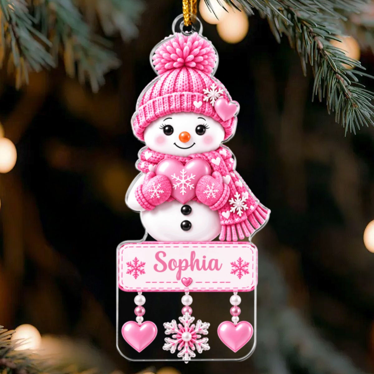 Cute Snowman - Personalized Acrylic Ornament
