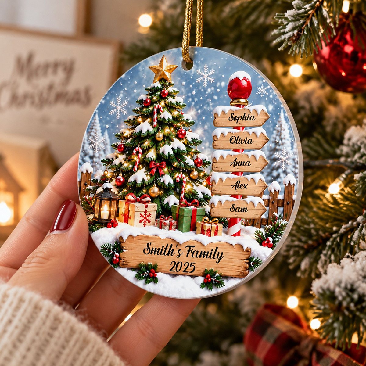 Happy Family Custom Name Acrylic ornament