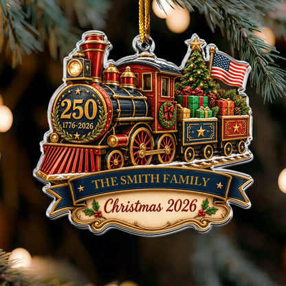 America 250th Anniversary Personalized Train Acrylic Ornament