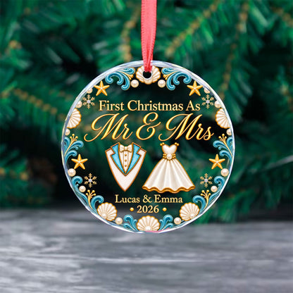 Pearl & Seashell Wedding - Glass Ornament
