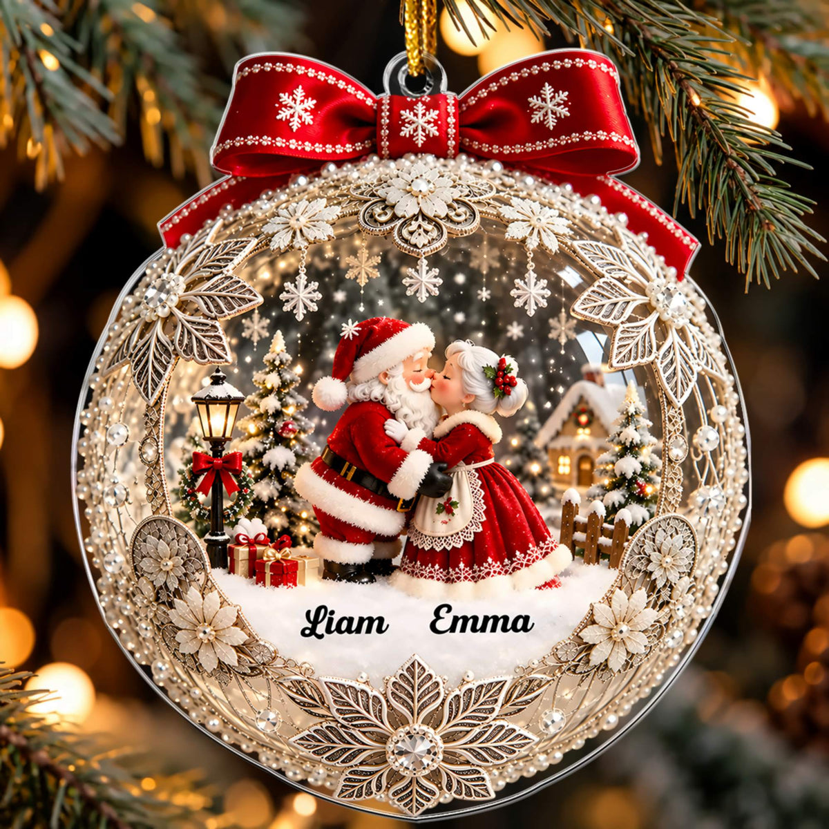 Christmas Romance - Personalized Acrylic Ornament