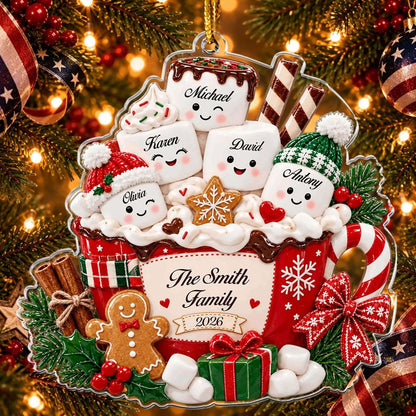 Personalized Marshmallow Family 2026 Acrylic Ornament