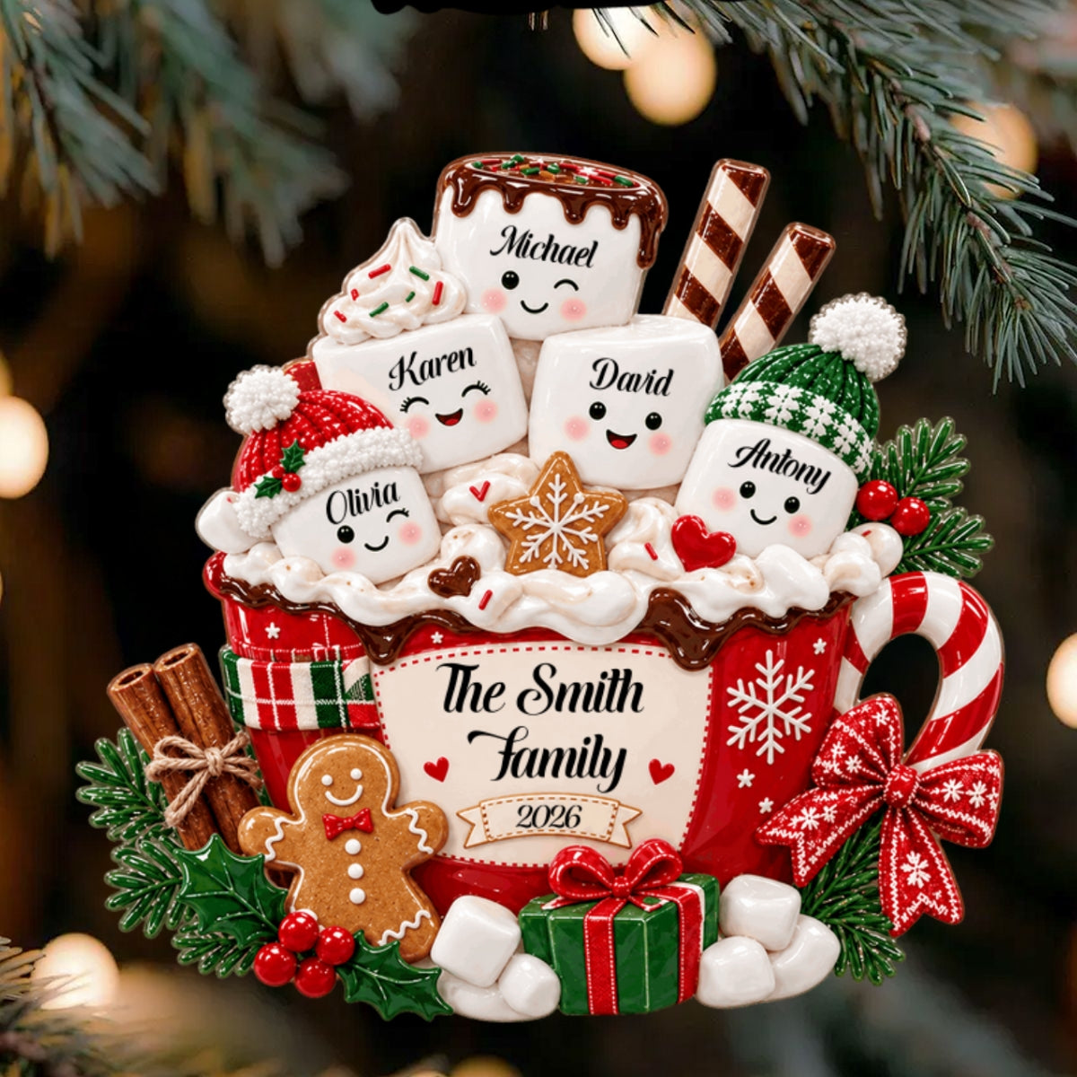 Personalized Marshmallow Family 2026 Acrylic Ornament