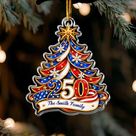 America 250th Anniversary Xmas Tree Shape Acrylic Ornament