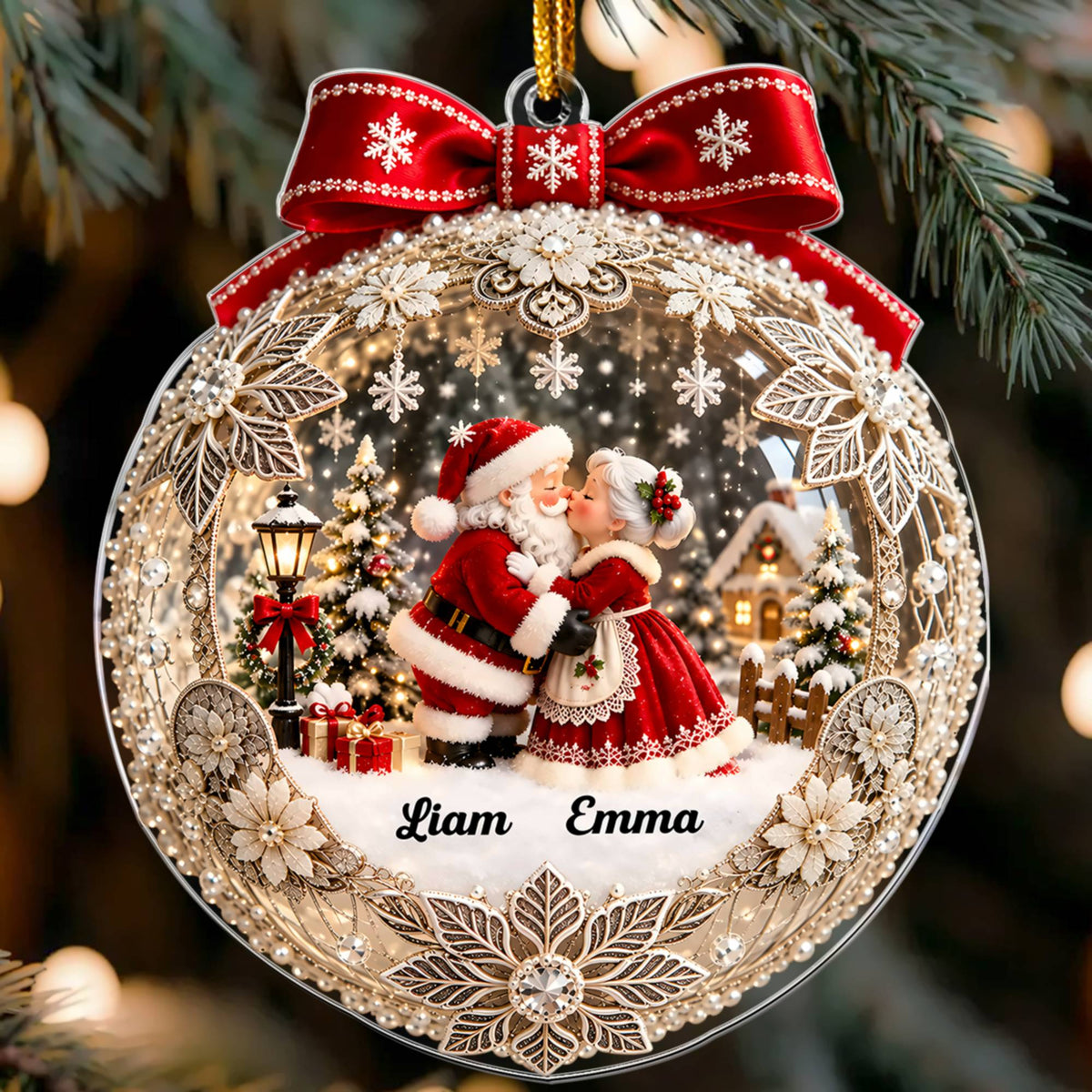 Christmas Romance - Personalized Acrylic Ornament
