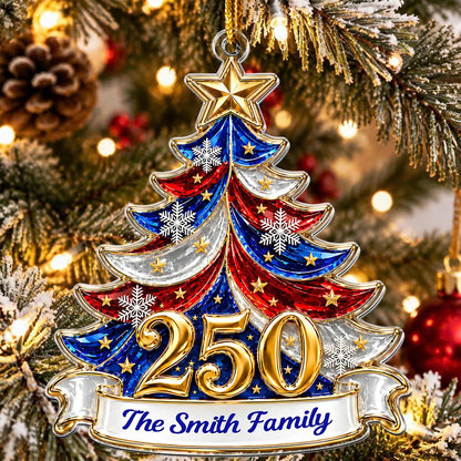 America 250th Anniversary Freedom Xmas Tree Acrylic Ornament