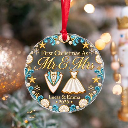 Pearl & Seashell Wedding - Glass Ornament