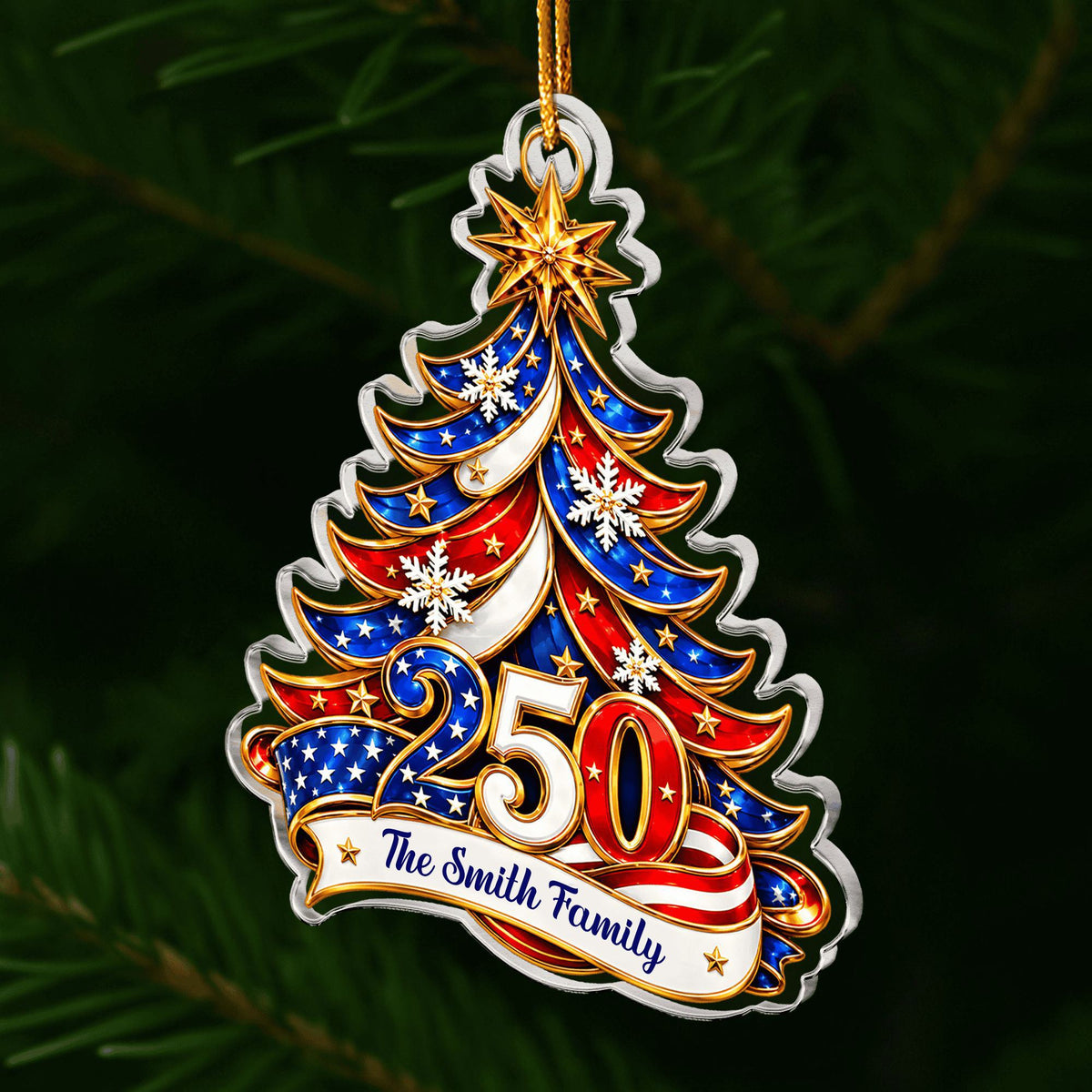 America 250th Anniversary Xmas Tree Shape Acrylic Ornament