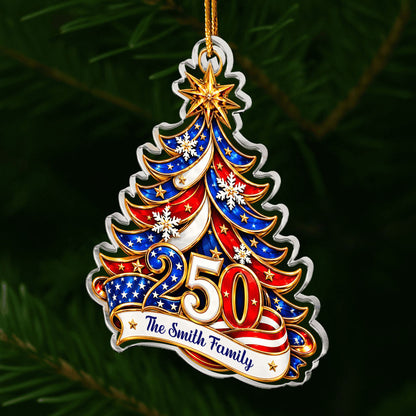 America 250th Anniversary Xmas Tree Shape Acrylic Ornament