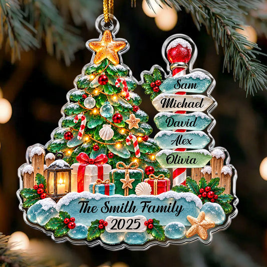 Family Glass Sea Christmas - Personalized Acrylic Ornament