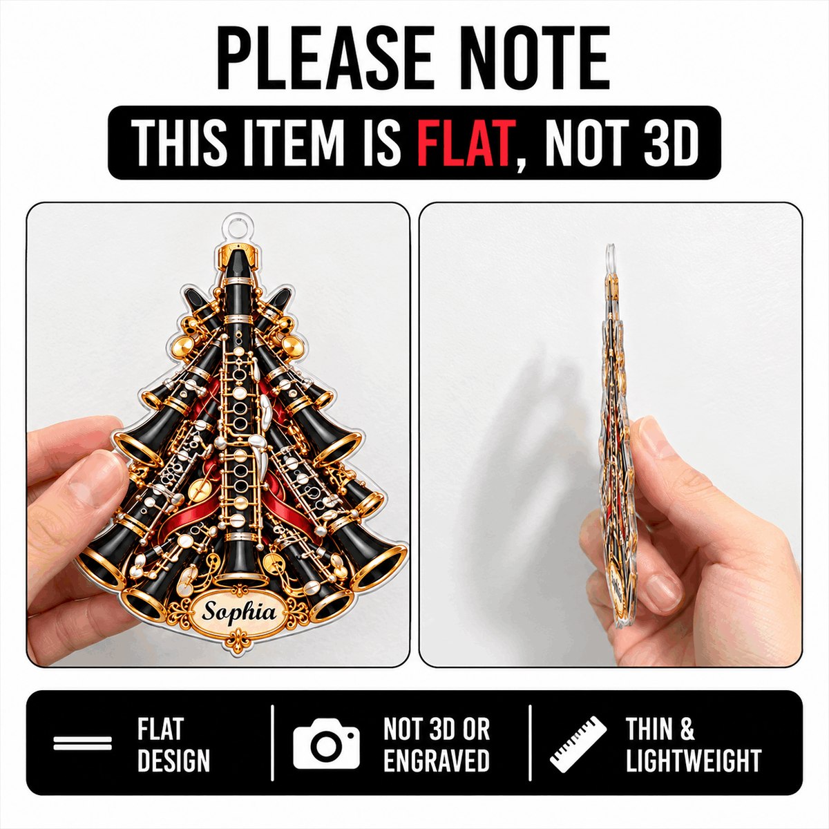 Gift For Clarinet Players - Personalized Acrylic Ornament