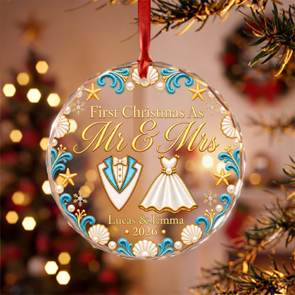 Pearl & Seashell Wedding - Glass Ornament