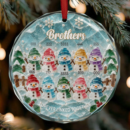 Siblings Snowman - Personalized Glass Ornament