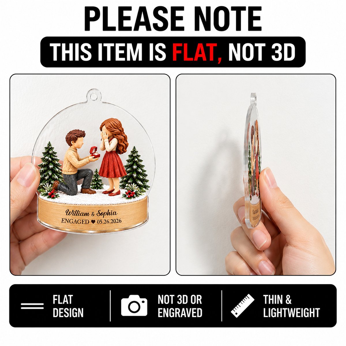Personalized Proposal Engagement Acrylic Ornament