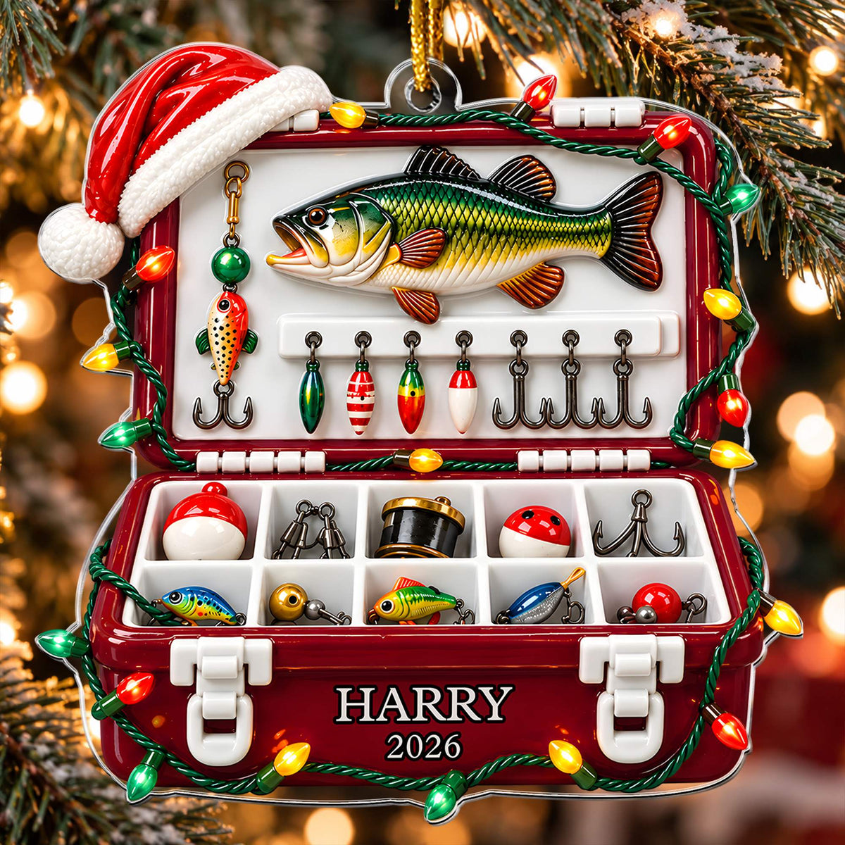 Fishing Tackle Box - Personalized Acrylic Ornament