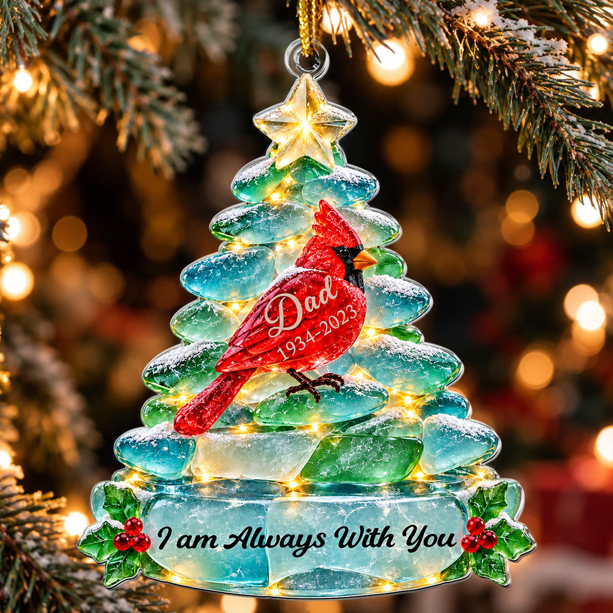 Christmas In Heaven Sea Glass - Personalized Acrylic Ornament.